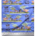 thumbnail image 1 of Soimoi Moss Tissu Georgette Arbre, Cerf et Racoon Tissu Imprimé Dessin Animé 1 Yard 42 Pouces de Large, 1 of 3