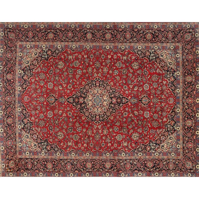 Ahgly Tapis d'Intérieur Rectangulaire Traditionnel Safran Rouge Médaillon, 8 Pieds x 12 Pieds