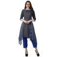 thumbnail image 2 of Moomaya Asymmetric Kurti With Pant Indian Tunic Tops Printed Kurti Set For Women, 2 of 6