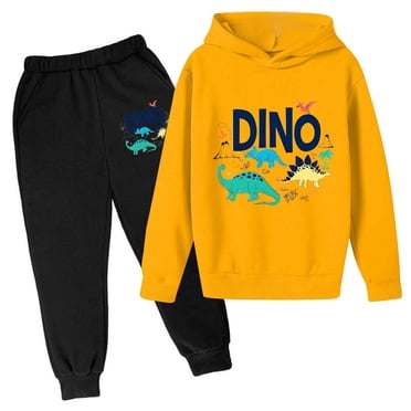 PMVFHDE Ensembles Scolaires pour Garçons Automne et Hiver Ensemble de Chandail à Capuchon pour Enfants Populaire Ensemble de Chandail à Capuchon Imprimé sur sous-Vêtements Décontracté Mignon Imprimé Manches Longues Noir, 7-8 Ans