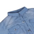 thumbnail image 3 of Robe Chemise Tunique en Denim pour Femmes à Manches Longues, à Revers, à Simple Boutonnage, 3 of 10