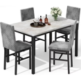 thumbnail image 2 of Stmoze Dining Table Set for 4, 5 Pieces Faux Marble Tabletop Kitchen Table with 4 Velvet Upholstered Chairs, Rectangular Dining Table and Chairs Set for Small Space, Kitchen, Pub, Gray, 2 of 7