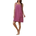thumbnail image 1 of INSPIRE CHIC Women's Terry Wrap Bathrobe Spa Robe for Gym Pool Shower Bath Towel Robe Shower Dress XS Purplish Red, 1 of 5