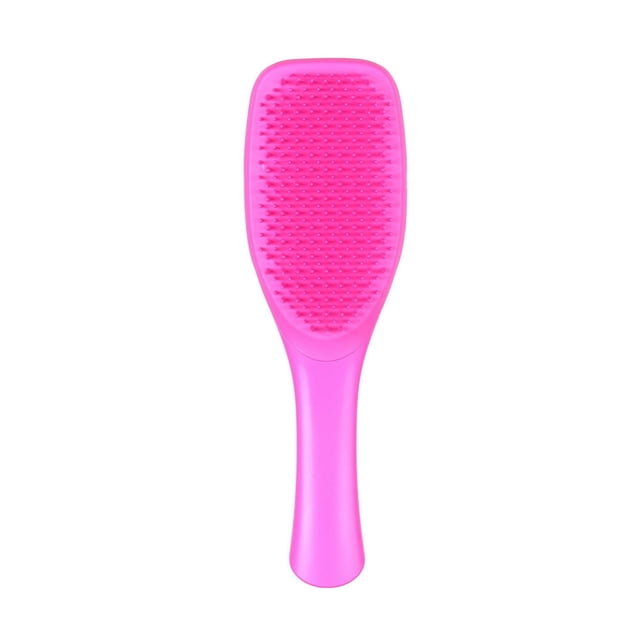 The Essential Detangler - Straight to Curly Hair, Pink detangling hairbrush with a slim ergonomic handle and patented two-tiered synthetic teeth that detangle wet and dry hair smoothly without pulling or snagging, also suitable for use with conditioning treatments.