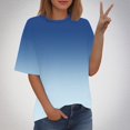 thumbnail image 2 of Timegard Hauts Grande Taille pour Femmes Couleur Dégradée Manches Courtes Col Rond Chemisiers Décontractés Confortables T-Shirts, 2 of 5