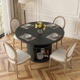 thumbnail image 2 of Hawsaiy 47" Round Dining Table for 4 with Sliding Door Storage Base, Waterproof Scratch-Resistant Wood Top, Modern Farmhouse Kitchen Dining Table, Black, 2 of 8