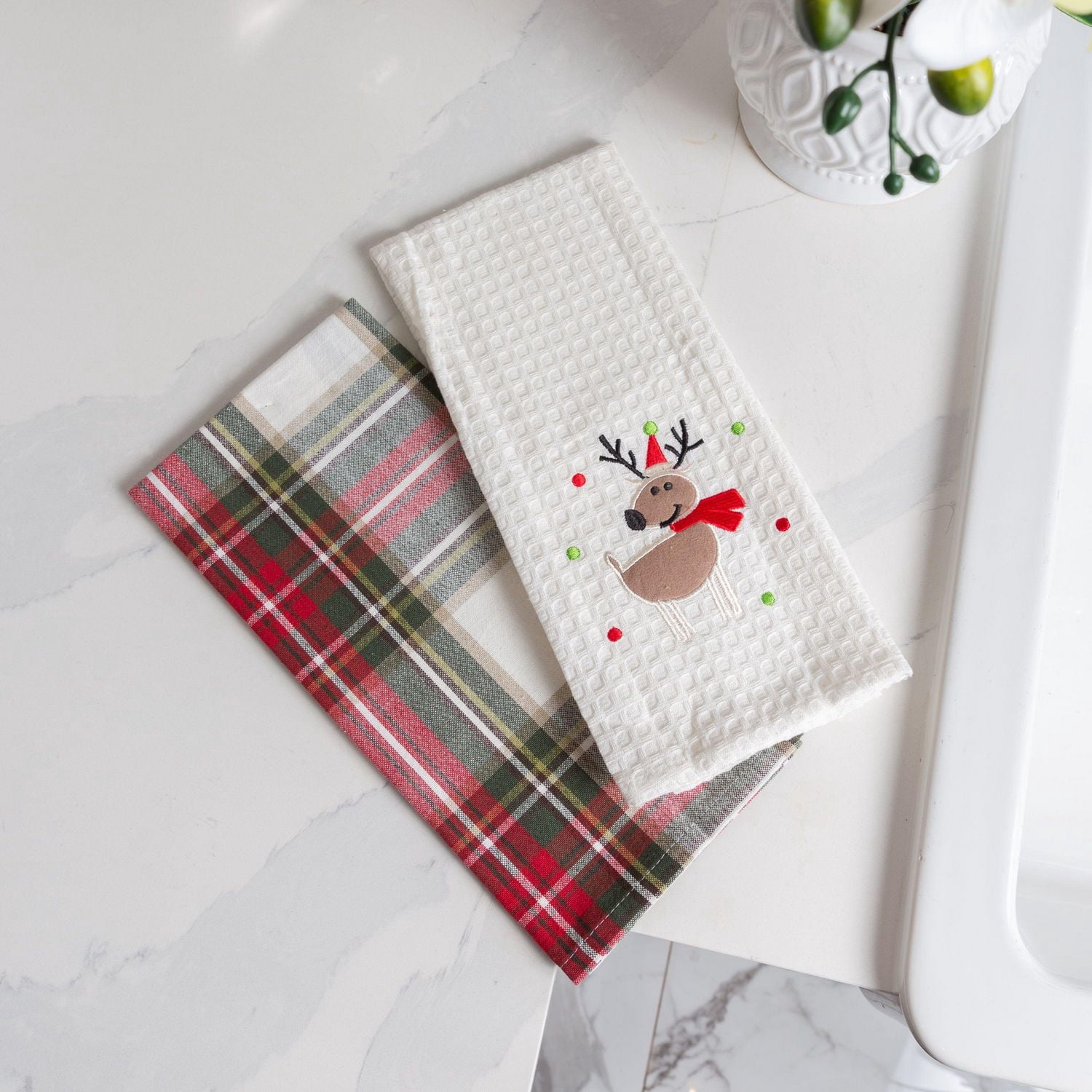 Serviette de cuisine 100% coton à carreaux Celebration