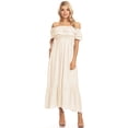 thumbnail image 1 of Women's Boho Peasant Dress Off Shoulder Short Sleeve Ruffle Maxi Dresses, 1 of 5