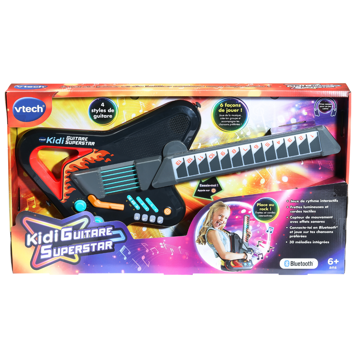 VTech Kidi Guitare Superstar pour créer de la musique, former un groupe, jouer à des jeux et plus encore pour les enfants - Version Française, 5+ Ans