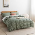 thumbnail image 2 of Ensembles de Housses de Couette en Coton Naturel à Rayures Housse de Couette avec Motif de Rayures Grises Housse de Couette Imprimée avec Fermeture Éclair et Attaches d'Angle (Format Grand Lit), 2 of 8