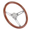 thumbnail image 2 of Retro Steering Wheel, Wood Steering Wheel Assembly 15in Diameter  For Car Modification Brown, 2 of 8