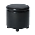 thumbnail image 2 of Designs4Comfort Pouf de Rangement Rond d'Appoint en Similicuir Noir, 2 of 10