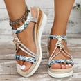 thumbnail image 3 of Sandales à Plateforme Bohèmes pour Femmes, Robe, Plage, Décontractées, Espadrilles en Lin, Talon Compensé Épais, Slingback, Été, 3 of 6