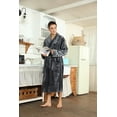 thumbnail image 4 of U2SKIIN Mens Fleece Robe, Soft Warm Long Plush Shawl Collar Fleece Bathrobe,(Dark Grey,L-XL), 4 of 5