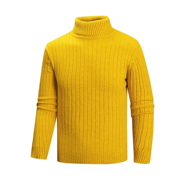 fatyb Chandail pour Hommes à Col Roulé Décontracté Tricoté Extensible à Manches Longues Hauts Chauds d'Automne Hiver pour Hommes
