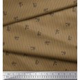 thumbnail image 2 of Soimoi Brown Poly Georgette Fabric Buds & Stripe Print Fabric by Yard 52 Inch Wide, 2 of 4
