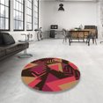 thumbnail image 4 of Ahgly Company Machine Washable Indoor Square Transitional Burgundy Red Area Rugs, 6' Square, 4 of 7