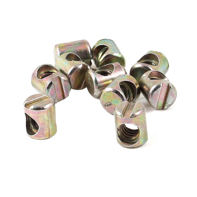 Unique Bargains 10 Pcs 4.5 x 10mm Slotted Cross Dowel Barrel Bolt Nuts