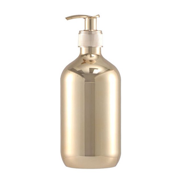 Bgsha Distributeurs de Savon pour les Mains 300 ml Bouteilles de Savon Liquide Chrome Doré Distributeur Rond