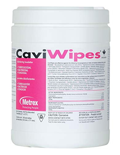 CaviWipes Metrex Disinfecting Towelettes Canister Wipes, 160 Count