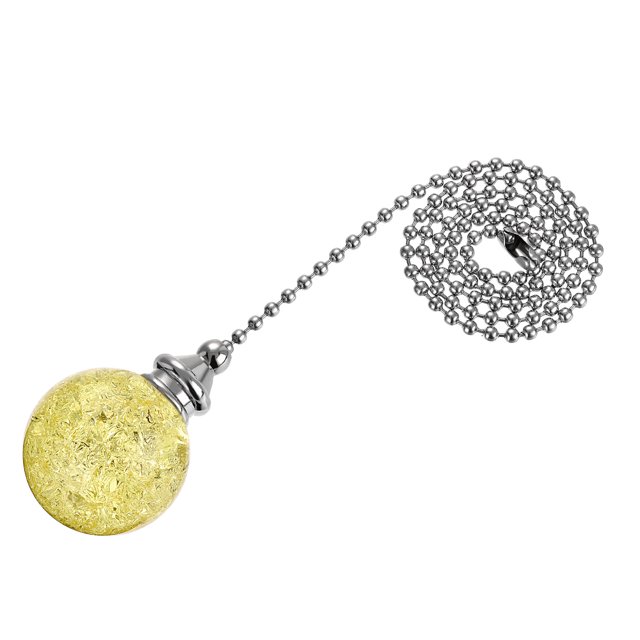 Unique Bargains Ceiling Fan Pull Chain Light Lighting Accessories Extension Ice Cracked Crystal Ball Pendant Golden
