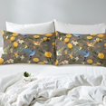 thumbnail image 4 of Erosebridal Chic Hummingbird Full Sheet Sets, Orange Lemon Beige Floral Flower Bedding Full Size, Microfiber 4pcs, 4 of 6