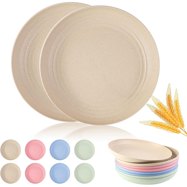 Assiettes Légères en Paille de Blé de 8 Pouces, Assiettes Profondes Incassables Cookmaster, Assiettes en Plastique Réutilisables, Ensembles de Vaisselle de Couleurs Assorties, Compatibles Micro-Ondes et Lave-Vaisselle (Lot de 8)