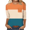 thumbnail image 1 of Blouses pour Femmes Haut Décontracté Uni à Col Rond à Manches 3/4 et à Poche à Manches 3/4 pour Femmes, 1 of 1