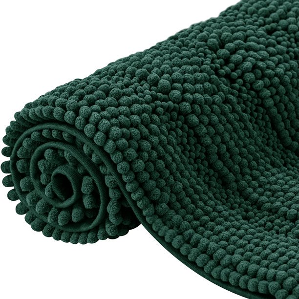 CHUN YI Anti-slip Bathroom Mat Absorbent Plush Polyester, 20"x32", Green