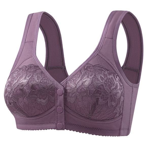 Fgnfyis Women Casual Button Down Breathable Top Bra Underwear Without Steel Ring Gathering Bras for Women Dark Purple 38