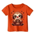 thumbnail image 4 of T-shirts Filles Enfants Imprimé Animaux Mignons Sports Décontractés Col Rond Manches Courtes Hauts Filles Orange 10-12 Ans, 4 of 4