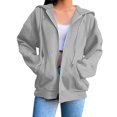 thumbnail image 1 of Mgmyaa Women's Sweatshirt Fashion Solid Color Hooded Pocket Raglan-Sleeve Long Sleeve Zip Up Jacket, 1 of 6