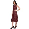 thumbnail image 3 of Moomaya Adjustable Fabric Belt Printed Lapel Collar Button Down Casual Dress, 3 of 4