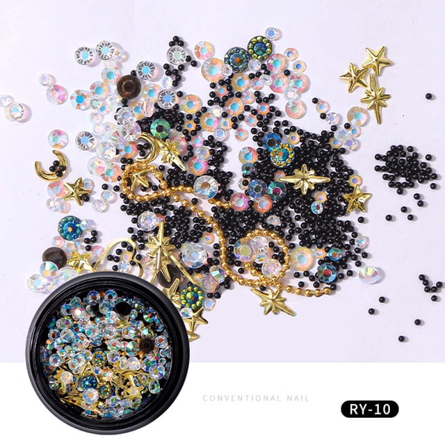 PVCS Colorful DIY Rhinestone Bead Chain Set Three-dimensional Nail Decoration
