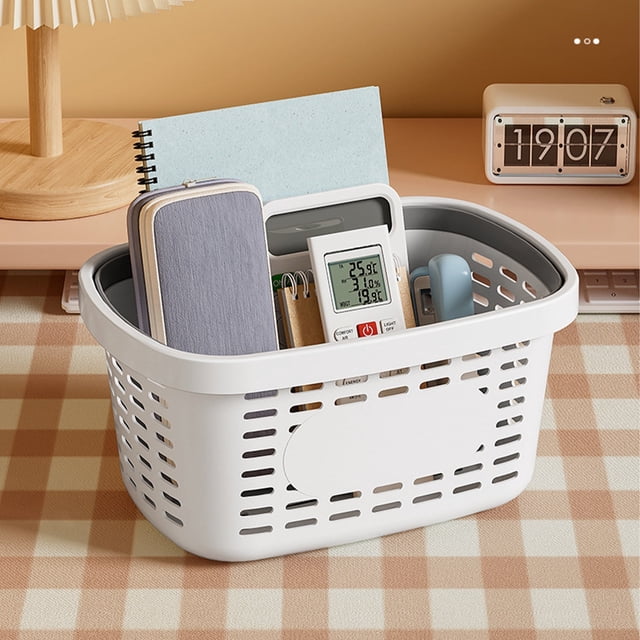 JMYHOAM Bathroom Organizers and Storage Household Plastic Sundries Storage Basket Desktop Cabinet Rectangular Small Basket Home Transparent Bathroom Storage Basket Home Storage