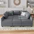 thumbnail image 1 of HONBAY Canapé Sectionnel Moderne en Lin, Assise Modulaire, Sofa-Lit pour Salon avec Rangement, Gris Bleuâtre, 1 of 6