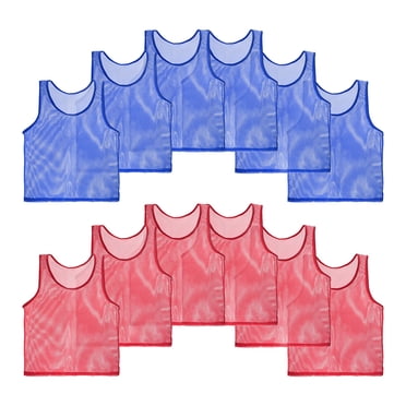 Unique Bargains 12 Pack Soccer Pennies, Polyester Soccer Jersey Training Mesh Scrimmage Vests Team Sports Pinnies, Blue, Red