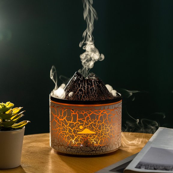 Chmadoxn Home Appliances Aromatherapy Oil Diffuser, 180ml Cool Mist Diffuser/Humidifier With Flame & Volcano Mist, For Bedroom,Office, Timer & Auto Shut-Off, Gift a humidifier