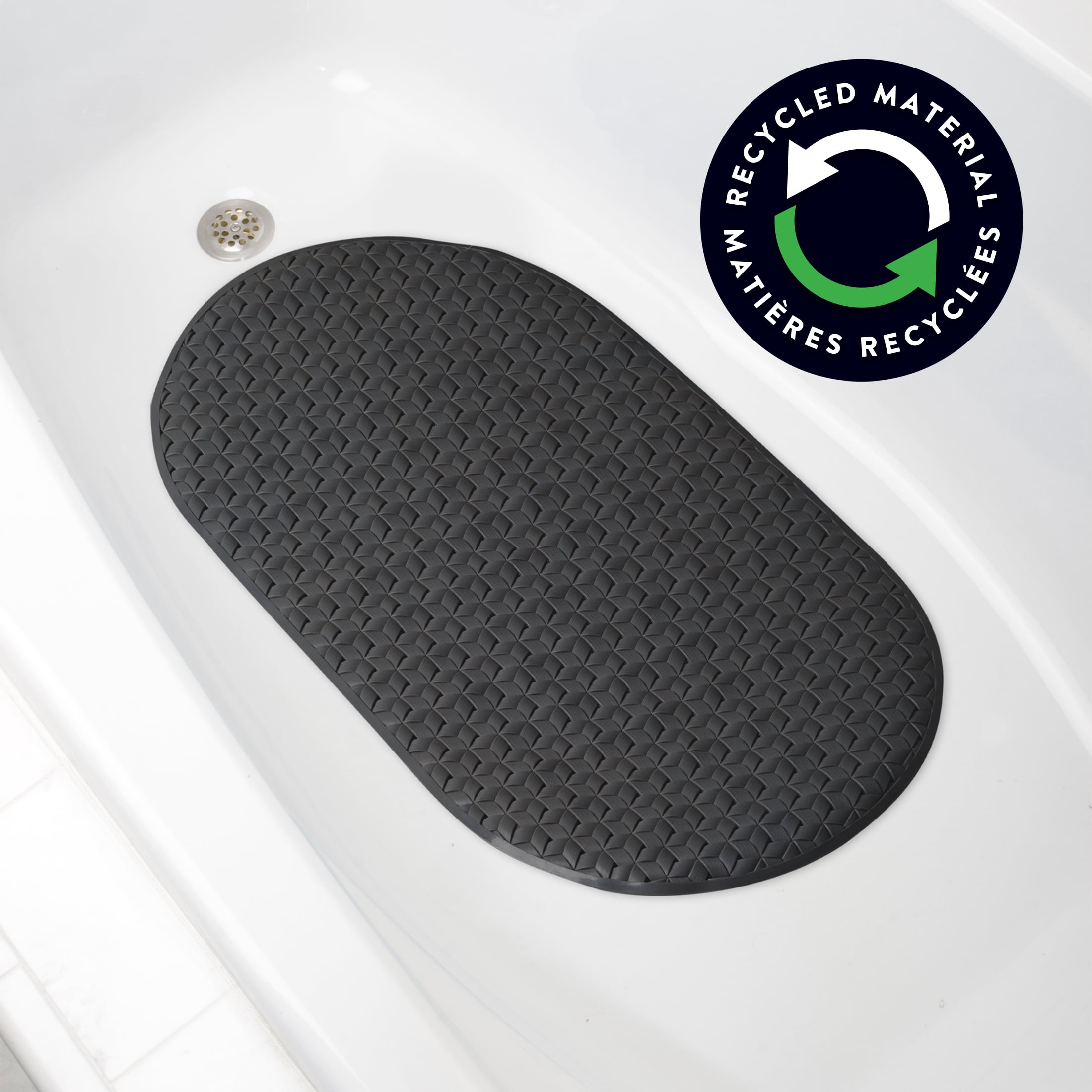 Mainstays Tub Mat with Slip-Resistant Suction Cups, Made with Recycled Material