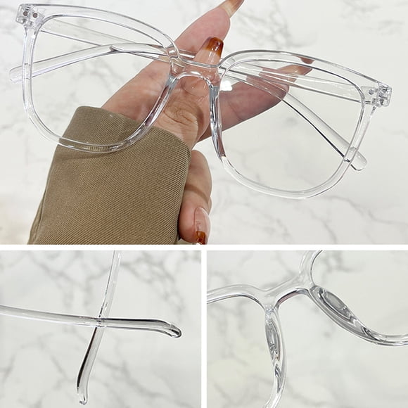 YAOBAMM Anti-blue Light Glasses Unisex Blue Light Blocking Glasses Retro Large Oval Frame Clear View Strong Hinge Brim Eye Protection Bluelight