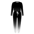 thumbnail image 4 of Mrat Jogging Suits for Women 2 Piece Set 2 Piece Jogging Sets Gradient Color Polyester Long Sleeve Sweatsuits Sets Two Piece Track Suits Drawstring High Waist Pants Set Comfy Outfits T-Black 3XL, 4 of 5