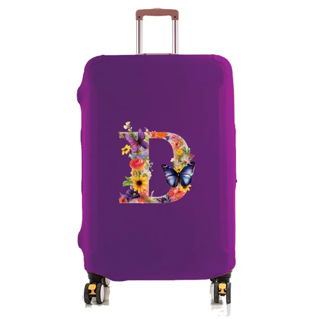 Travel Luggage Cover Baggage Suitcase Protector Washable Reusable Dustproof Scratch-proof Suitcase Cover Butterfly Print Pattern 8butterfly letter D M