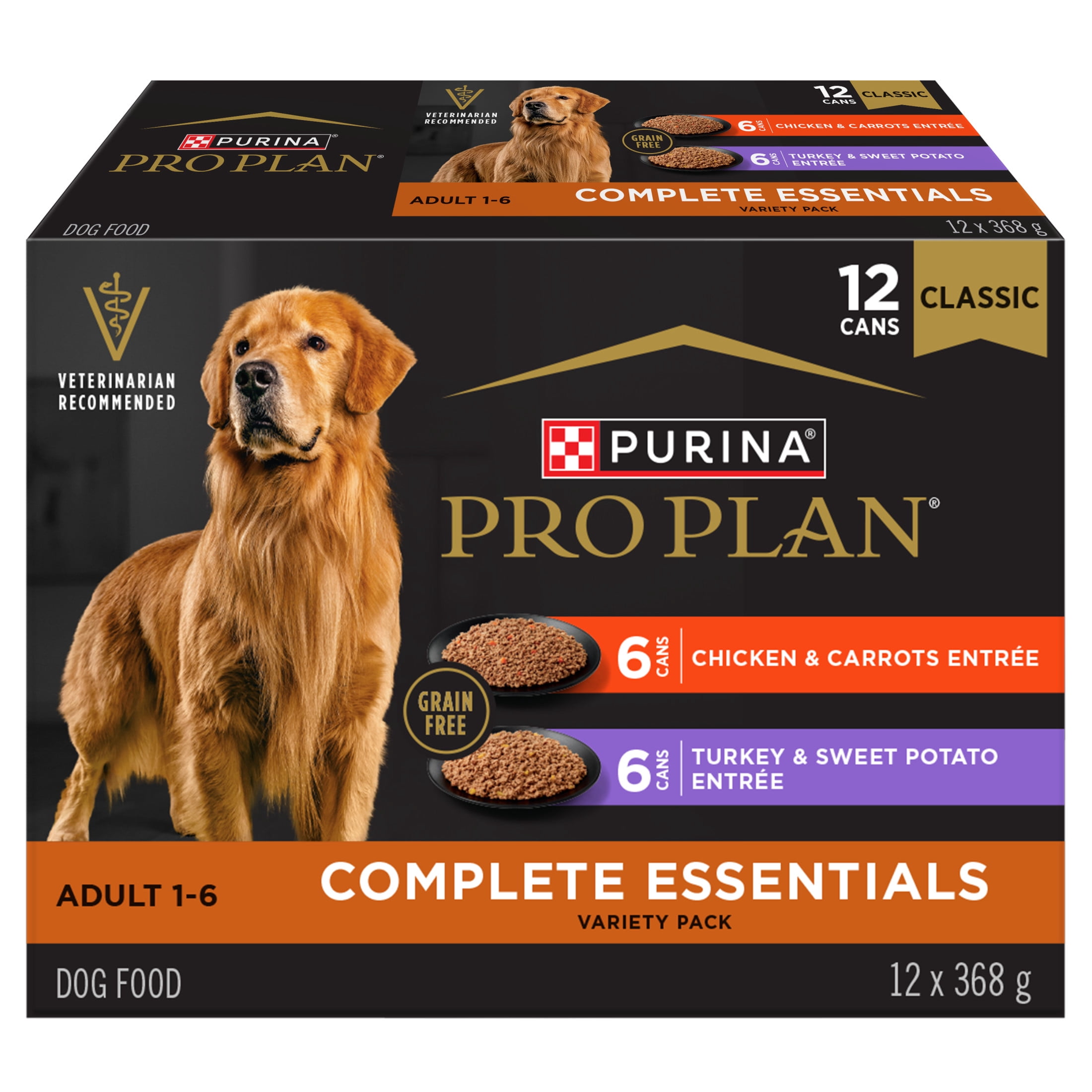 Purina Pro Plan Complete Essentials Volaille Emballage assorti, Nourriture Humide pour Chiens, 368 g x 12