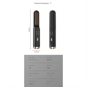 Cordless Hair Straightener Brush Fast Heated Straightener Brush Multifunctional Negative Ions Electric Hot Comb Hair,1 x Hair Straightening Comb 1 x USB cable 1 x Dust bag,Black