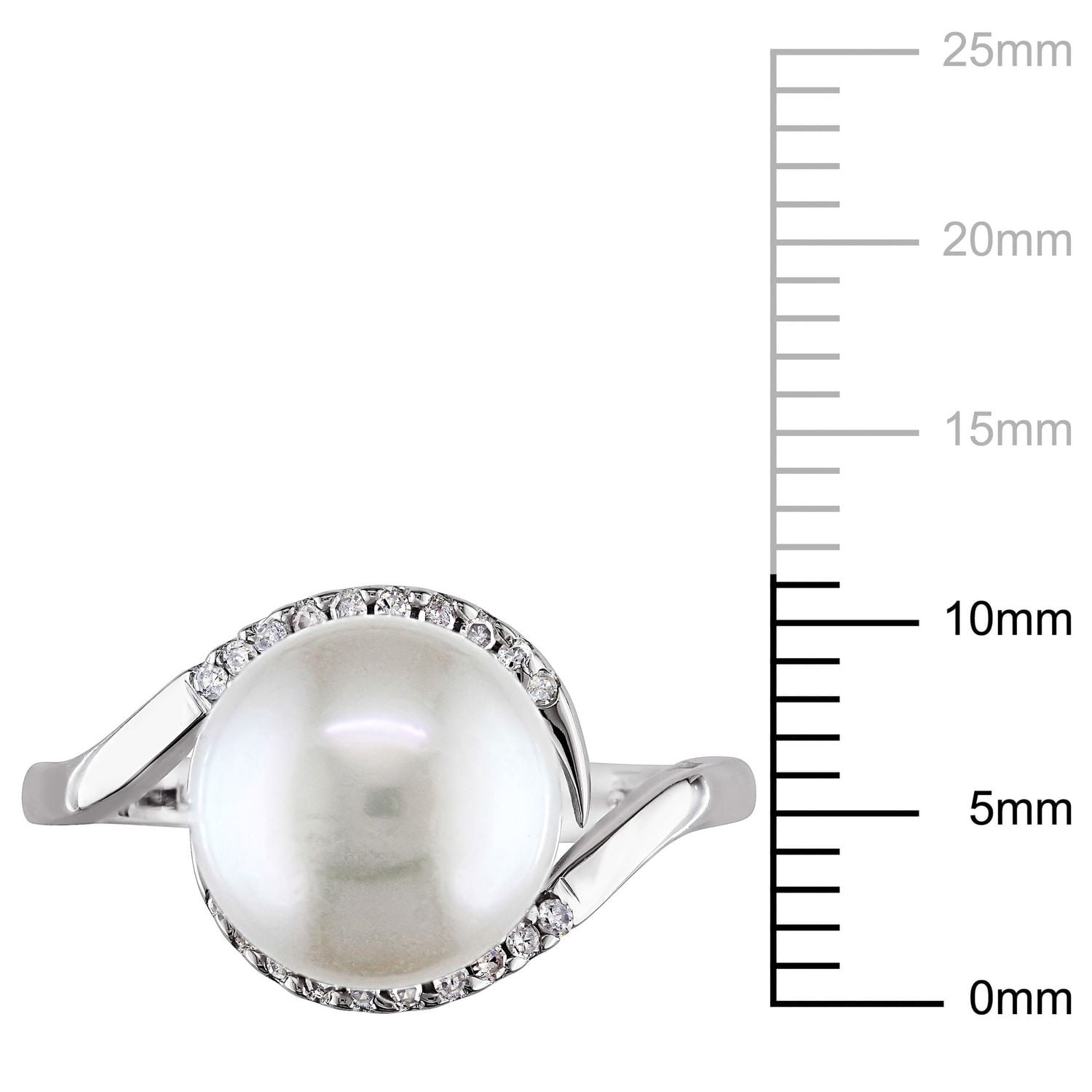 Bague Miabella avec perle d'eau douce cultivée 9,5-10mm et accents de diamants en argent sterling