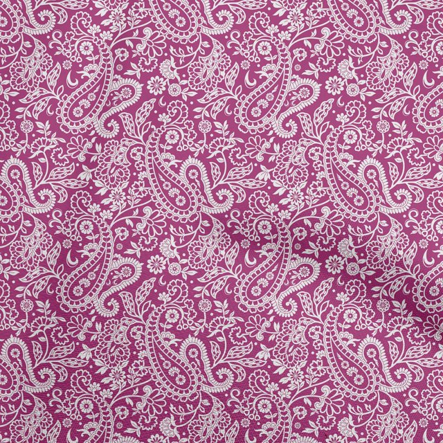 oneOone Rayon Pink Fabric Paisley Fabric For Sewing Printed Craft Fabric By The Yard 56 Inch Wide-AC