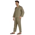 thumbnail image 3 of Inkmeso Ensemble de Pyjama Classique Uni en Coton, Pyjama Boutonné pour Hommes, 2 Pcs, Tenue de Nuit, 3 of 7