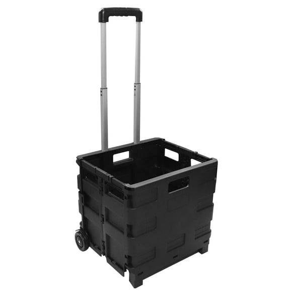 Black 30L Foldable Luggage Cart with PP & ABS Handle, 38x36x34cm Size, 2.4kg Weight, Collapsible Design for Easy Storage, Portable Wheeled Hand Truck for Baggage Transport
