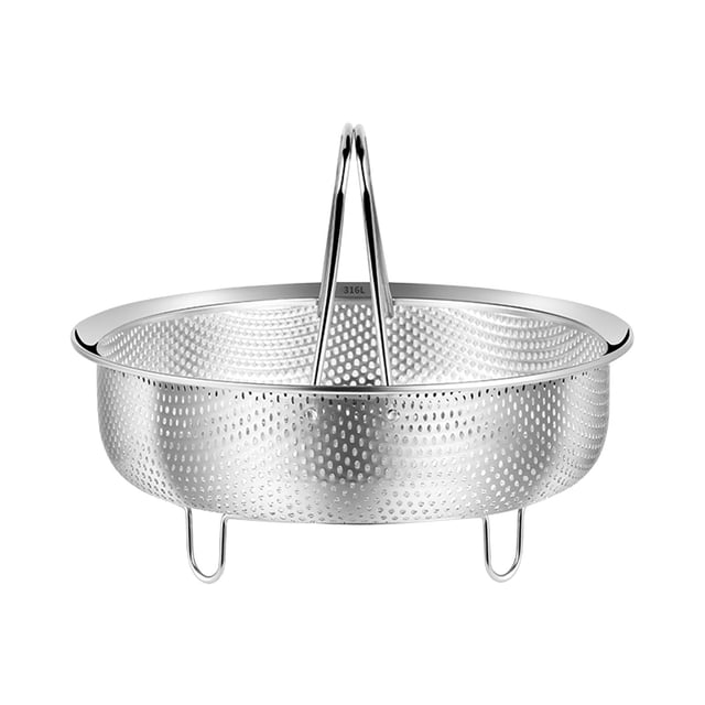 Dvkptbk Steamer 304 Stainless Steel Dense Hole Drainage Basket Vegetable Washing Basket Rice Cooker Rice Soup Separation and Water Separation Rack Kitchen Gadgets