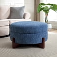 thumbnail image 1 of Ottoman Rond avec Rangement, Ottoman Capitonné Rembourré, Table Basse pour Salon Chambre 31,89 Pouces x 17,91 Pouces Bleu, 1 of 11